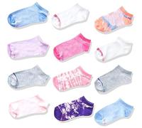 Hanes girls Socks, Girls No Show Socks, Ez Sort Fashion No Show Socks for Girls, Assorted Girls' Low-cut Socks, 12-pair Pack, Tie Dye Assortment, Small