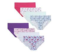 Hanes Girls Ultimate Underwear, Pure Comfort Organic 100% Cotton Panties, Hipsters, 8-Pack, Brief-Pink Blue Solids & Patterns, 14 (Pack of 8)