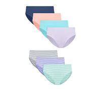 Hanes Girl's Underwear, 7-Pack, Pure Comfort Microfiber Hipster Panties, Assorted, Aqua/Purple/Coral/Blue, 6 (Pack of 7)