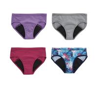 Hanes Girl's Underwear, Comfort Hipster, Moderate Protection Period Panties, 4-Pack, Multi, 18