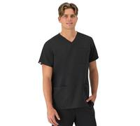 Hanes Healthcare Top, Moisture-Wicking Stretch Scrub Shirts for Men, Odor Control, New Ebony, Medium