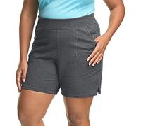 JUST MY SIZE by Hanes Cotton Jersey Shorts, Women’s Cotton Shorts, Women’s Tagless Shorts, 7" Inseam, JMS, Charcoal Heather, 3X