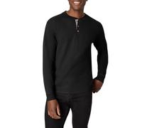 Hanes Men's T-Shirts, Men's BeefyT Henley Shirts, Men's Cotton Long Sleeve Shirts, Ebony, S