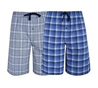 Hanes Men’s & Big Tall Men’s Woven Stretch Pajama Shorts - 2 Pack, Cotton/Polyester/Spandex Blend, Blue & Grey, Large