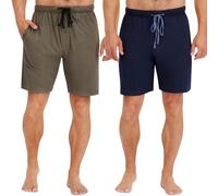 Hanes Men’s Sleep Shorts 2 Pack - Cotton, 7.5" Inseam, Athletic, Pajamas, Soft Loungewear, Pantalones Cortos, Dark Green/Dark Blue, Large