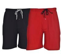 Hanes Men's Jersey Lounge Drawstring Shorts 2-Pack, Cotton, 7.5" Inseam, Biking Red/Black