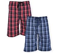 Hanes Men’s Woven Stretch Pajama Shorts - 2 Pack Cotton/Polyester/Spandex Blend, Red/Navy, Medium