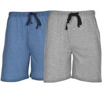 Hanes Men's 2-Pack Cotton Lounge Shorts - Drawstring & Pockets - Grey Heather/Chambrey Blue Medium