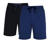 Hanes Men's 2-Pack Knit Sleep Pajama Drawstring Shorts, Black/Blue Depth, XX-Large
