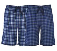 Hanes Mens 2-Pack Woven Stretch Pajama Short, Navy Plaid, XL