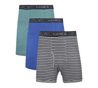 Hanes Men's 3-Pack Tagless 100% Cotton Boxer Briefs with X-Temp and FreshIQ Technology - Extended Sizes