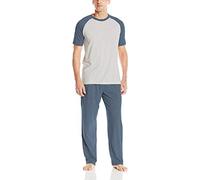 Hanes Men's Adult X-Temp Short Sleeve Cotton Raglan Shirt and Pants Pajamas Pjs Sleepwear Lounge Set