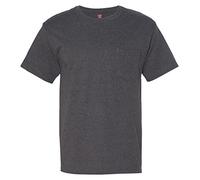 Hanes Men's Heavy Pocket, Beefy-t Full Cut Cotton Crew Neck T-Shirt, Carbon Heather, XL