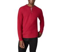 Hanes Men's Beefy Long Sleeve Three-Button Henley, Burnt Brick, S