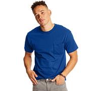Hanes Mens Beefy-T 100% Cotton T-Shirt with Pocket, Deep Royal - 2 Pack, XL