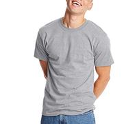 Hanes Mens Beefyt T-Shirt, Heavyweight Cotton Crewneck Tee, 1 Or 2 Pack, Available in Tall Sizes, Light Steel - 1 Pack, Large