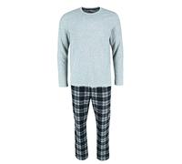 Hanes Men's Big and Tall X Temp Micro Fleece Pyjama Set, 2XL, Grey with Grey and Black Plaid
