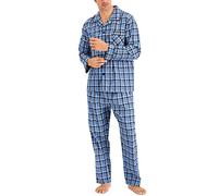 Hanes Men's Long Sleeve Plain Weave Pajama Set, Blue Green Plaid, 4XL (Pack of 2)