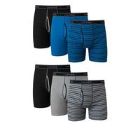 Hanes Men's Boxer Briefs, Cool Dri Moisture-Wicking Underwear, Cotton No-Ride, Multi-Packs Available, 6 Pack-Striped Assorted, S (Pack of 6)