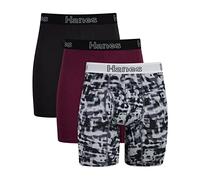 Hanes Men's Comfort Flex Fit Boxer Brief Pack, Supportive Pouch, 3-Pack, Black/Cranberry Concrete - 3-pack, S