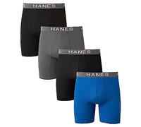 Hanes Men's Comfort Flex Fit Boxer Briefs, Ultra Soft Cotton Modal Blend Underwear, 4-Pack, Black/Grey/Blue-4 Pack, M (Pack of 4)