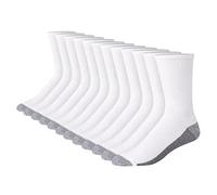 Hanes Mens Comfortblend Max Cushion Crew Socks, 12-pack, White/Grey Foot Bottom, 12-14