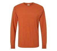 Hanes Mens ComfortWash Garment-Dyed Long Sleeve T-Shirt, M, Texas Orange, Orange