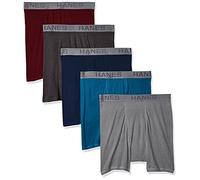Hanes Men's Cotton Boxer Shorts Multiple Packs and Colours Briefs, Pack of 5, Assorted, M