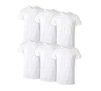 Hanes Men's Cotton, Moisture-Wicking Crew Tee Undershirts, Multi-Packs, White-6 Pack, S (Pack of 6)