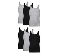 Hanes Men's Cotton Tank Undershirts, Moisture-Wicking Ribbed Tanks, 3-Pack, Black/Grey Assorted 6-Pack, Large