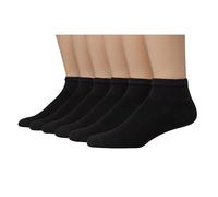 Hanes Men's Cushioned Control 6-Pack Ankle Socks, Black, One size