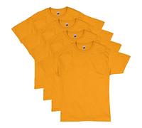 Hanes Men's Short Sleeve Pack, Essentials Crewneck Cotton T-Shirt, 4 Or 6 Pack, Gold-4 Pack, Large (Pack of 4)