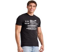 Hanes Men's Essentials Short Sleeve Graphic Tee T-Shirt, Black and White Flag, XXL