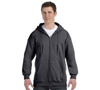 Hanes Men's Full Zip Ultimate Heavyweight Fleece Hoodie, Charcoal Heather, Large