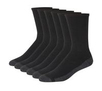 Hanes mens Hanes Men's Socks, 6-pair Pack Max Cushion Crew, Black/Grey Foot