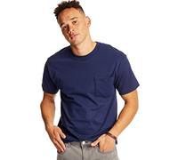 Hanes Men's Heavyweight Pocket T-Shirt, Beefy-T Full-Cut Cotton Pocket Tee for Men, Crewneck T-Shirt for Men, 1 or 2 Pack, Navy - 2 Pack, Large