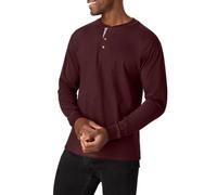 Hanes Men's T Beefyt Henley Cotton Long-Sleeved Shirts, Mulberry, L