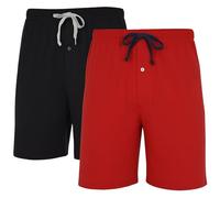 Hanes Men's Jersey Lounge Drawstring Shorts with Logo Waistband 2-Pack 01005 Biking Red/Black L