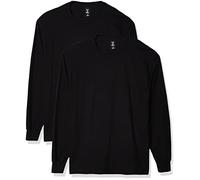 Hanes Men's Long Sleeve Beefy-T Shirt, Black, Large (Pack of 2)