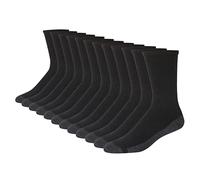 Hanes Men's Max Cushioned Crew Socks, Moisture-Wicking with Odor Control, Multi-Pack, Black/Grey Foot Bottom-12, 12-14 UK (Pack of 12)