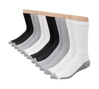 Hanes Men's Max Cushioned Crew Socks, Moisture-Wicking with Odor Control, Multi-Pack, Black/White/Gray-12, 4.5-12 UK (Pack of 12)