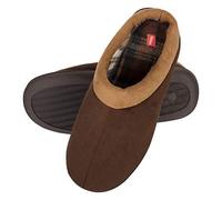 Hanes Men's Memory Foam Indoor Outdoor Microsuede Clog Slipper Shoe with Fresh Iq, Brown, Large UK