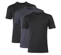 Hanes Men's Moves Breathable Mesh Back T-Shirt, X-Temp Moisture-Wicking Tee, White or Black/Grey, 3-Pack, Black/Grey, Large