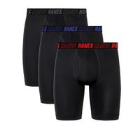 Hanes Men's Moves Performance Boxer Brief, Total Support Pouch, Regular, Trunk, 3-Pack, Long Leg-Black-3 Pack, L (Pack of 3)