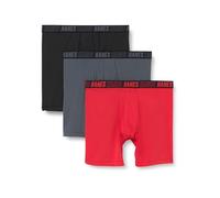 Hanes Men's Moves Performance Boxer Brief, Total Support Pouch, Regular, Trunk, and Long Leg, 3-Pack, Red/Grey/Black, XL (Pack of 3)