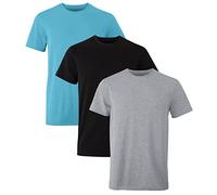 Hanes Men's Originals Crew Undershirts, Chambray Jade, Black, Concrete Heather, XL (Pack of 3)