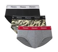 Hanes Originals Stretch Cotton Briefs Pack, Moisture-Wicking Underwear for Men, 3-Pack, Black/Concrete Heather/Camo, 3XL