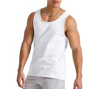 Hanes Men's Originals Top, 100% Cotton, Sleeveless Tank Shirt T, White, Large