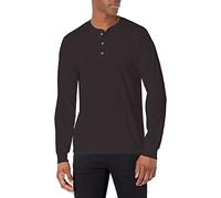 Hanes Men's Originals Tri-Blend Henley T-Shirt, Lightweight Long Sleeve Tee, Black, Large