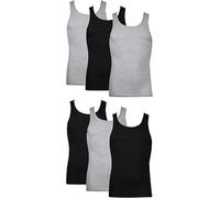 Hanes Men's Pack, Moisture-Wicking Ribbed, Lightweight Cotton Tank Top Undershirts, 6-Pack, Black 6-pack, S